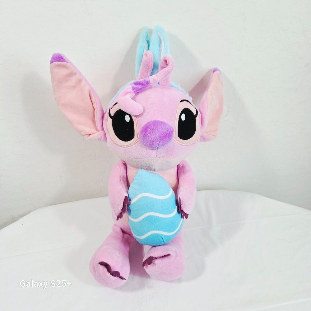 Disney Lilo & Stitch Angel Easter Plush Pink Alien Holding Egg